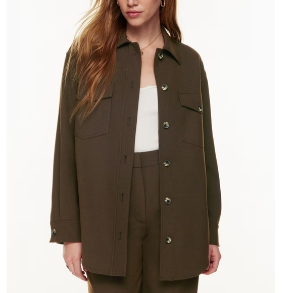 WILFRED Crepette Ganna Shirt Jacket Dark Charcoal Grey XS ARITZIA - Picture 1 of 12